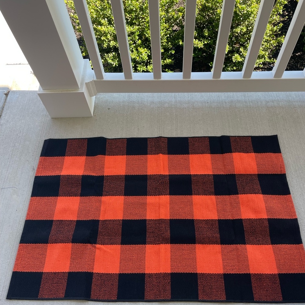 Orange and Black Checkered Rug 43x28